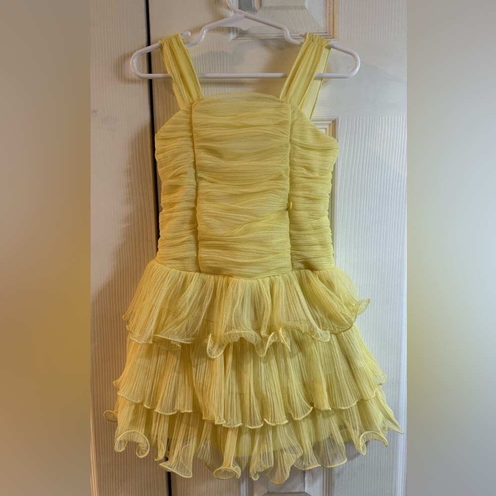 Charming Yellow Layered Kids Dress